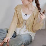 ベージュ | カットジャガードラッフルカーデイガン | RMAF NICE CLAUP / OLIVE des OLIVE