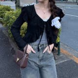 カットジャガードラッフルカーデイガン | RMAF NICE CLAUP / OLIVE des OLIVE | 詳細画像12