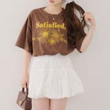 ブラウン | フラワー刺繍Tシャツ | NICE CLAUP / OLIVE des OLIVE OUTLET