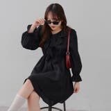 ブラック | 【秋のレーヤードコーデにも◎】ラッフルフリルミニワンピース | NICE CLAUP / OLIVE des OLIVE OUTLET