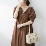 ブラウン | 1枚でキマる！パフスリーブキーネックワンピース | NICE CLAUP / OLIVE des OLIVE　OUTLET