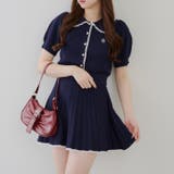 ネイビー | カーデイガン&スカートニットセットアップ | NICE CLAUP / OLIVE des OLIVE　OUTLET