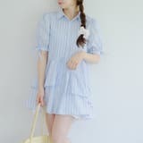ストライプ | アシメフリルシャツワンピース | NICE CLAUP / OLIVE des OLIVE OUTLET