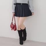 ネイビー | ドットベルト付プリーツミニスカート | NICE CLAUP / OLIVE des OLIVE　OUTLET