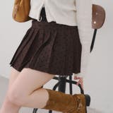 ブラウン | ドットベルト付プリーツミニスカート | NICE CLAUP / OLIVE des OLIVE　OUTLET