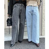 ブラック | 【サイズ展開あり】ストーン付デニムフレアパンツ | NICE CLAUP / OLIVE des OLIVE　OUTLET