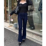 【3サイズ展開】後ろ姿まで可愛い、リボンデニムフレアパンツ | RMAF　NICE CLAUP / OLIVE des OLIVE | 詳細画像5 