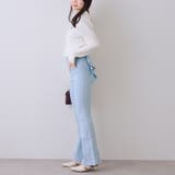 【3サイズ展開】後ろ姿まで可愛い、リボンデニムフレアパンツ | RMAF　NICE CLAUP / OLIVE des OLIVE | 詳細画像17 