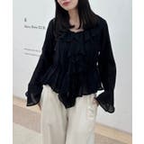ブラック | 楊柳シアーラッフルブラウス | RMAF NICE CLAUP / OLIVE des OLIVE