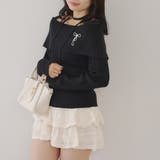 ブラック | オフショルブローチ付きニット | NICE CLAUP / OLIVE des OLIVE　OUTLET