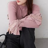 ピンク | 袖レース&リボンニットトップス | RMAF　NICE CLAUP / OLIVE des OLIVE