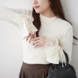 アイボリー | 袖レース&リボンニットトップス | RMAF　NICE CLAUP / OLIVE des OLIVE