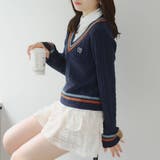 ネイビー | 【MARCHES】シャツ&ニットドッキング | NICE CLAUP / OLIVE des OLIVE　OUTLET