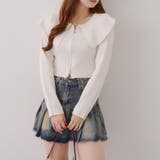 アイボリー | お顔周りスッキリ見え◎ ビッグ衿ジップカーディガン | NICE CLAUP / OLIVE des OLIVE OUTLET