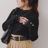 ブラック | ボタンフレアスリーブニット | NICE CLAUP / OLIVE des OLIVE OUTLET