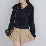 ブラック | フェザークロスフリルニット | NICE CLAUP / OLIVE des OLIVE OUTLET