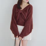 ブラウン | 【ふわふわ、大人可愛い♪】リボンニット＆キャミソールセット | NICE CLAUP / OLIVE des OLIVE　OUTLET