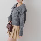 チャコール | ビッグ衿ZIPUPニット | NICE CLAUP / OLIVE des OLIVE　OUTLET