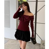 ボルドー | オフショルリボンニット | NICE CLAUP / OLIVE des OLIVE　OUTLET