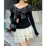 ブラック | オフショルリボンニット | NICE CLAUP / OLIVE des OLIVE　OUTLET