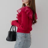 レッド | 衿フリルニットトップス | RMAF　NICE CLAUP / OLIVE des OLIVE