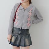 柄1 | ベロアモールWZIPカーディガン | NICE CLAUP / OLIVE des OLIVE　OUTLET