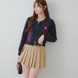 柄2 | ベロアモールWZIPカーディガン | NICE CLAUP / OLIVE des OLIVE　OUTLET