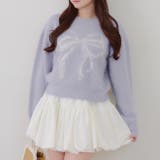 ブルー | リボン柄シャギーニット | NICE CLAUP / OLIVE des OLIVE OUTLET