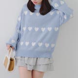 サックス | ベロアモールたっぷりハートニット | NICE CLAUP / OLIVE des OLIVE　OUTLET