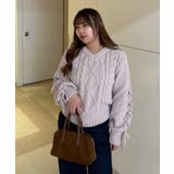 レースアップモールケーブルニット | NICE CLAUP / OLIVE des OLIVE　OUTLET | 詳細画像24 