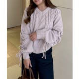 ピンク | レースアップモールケーブルニット | NICE CLAUP / OLIVE des OLIVE　OUTLET