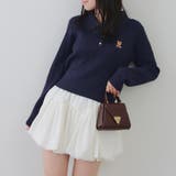 ネイビー | くまさんケーブルポロニット | NICE CLAUP / OLIVE des OLIVE　OUTLET