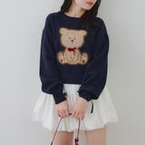 ネイビー | リボンくまさんニット | NICE CLAUP / OLIVE des OLIVE　OUTLET