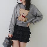 トップグレー | リボンくまさんニット | NICE CLAUP / OLIVE des OLIVE　OUTLET