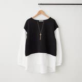 ブラック | ネックレス刺繍ドッキングプルオーバー | NICE CLAUP / OLIVE des OLIVE　OUTLET