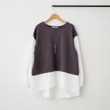 チャコール | ネックレス刺繍ドッキングプルオーバー | NICE CLAUP / OLIVE des OLIVE　OUTLET