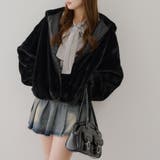 ブラック | ファーボリュームフードパーカー | NICE CLAUP / OLIVE des OLIVE OUTLET