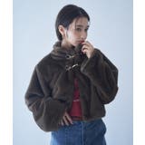 ブラウン | ビット付MIXファーショートジャケット | NICE CLAUP / OLIVE des OLIVE OUTLET