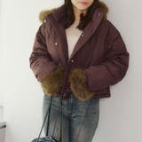ブラウン | フェイクファー付ジップエコダウン | NICE CLAUP / OLIVE des OLIVE　OUTLET