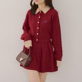 ボルドー | ケーブルカーデ&ミニスカートセット | NICE CLAUP / OLIVE des OLIVE　OUTLET