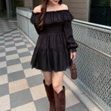 ブラック | 【@_chipi2xセレクト】オフショルにもなる、楊柳ワンピース | RMAF NICE CLAUP / OLIVE des OLIVE