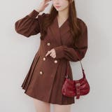 ブラウン | テーラードプリーツミニワンピース | NICE CLAUP / OLIVE des OLIVE　OUTLET