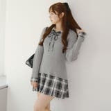 トップグレー | 裾プリーツドッキングミニワンピース | NICE CLAUP / OLIVE des OLIVE　OUTLET