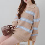 ベージュ | 【セットアップ】ボーダーポロニット&ニットショートパンツ | RMAF　NICE CLAUP / OLIVE des OLIVE