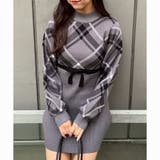 チェック切替ニットミニワンピース | NICE CLAUP / OLIVE des OLIVE　OUTLET | 詳細画像1 
