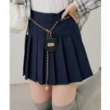 ネイビー | チャーム付プリーツミニスカート | NICE CLAUP / OLIVE des OLIVE　OUTLET