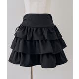 ブラック | 【セットアップ対応】サイドリボンティアードミニスカート | RMAF　NICE CLAUP / OLIVE des OLIVE