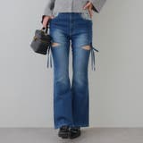 ブルー | リボン付サイドスリットフレアパンツ | RMAF　NICE CLAUP / OLIVE des OLIVE