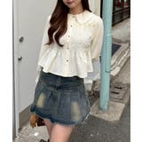 アイボリー | シャーリングペプラムブラウス | RMAF NICE CLAUP / OLIVE des OLIVE