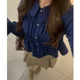 ネイビー | シャーリングペプラムブラウス | RMAF NICE CLAUP / OLIVE des OLIVE